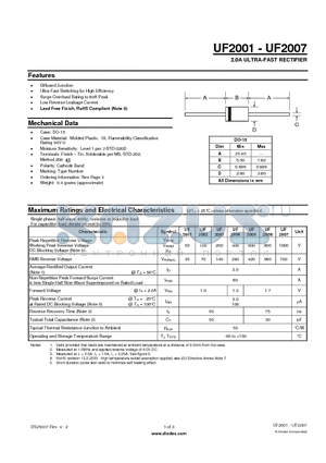 UF2001_2 datasheet - 2.0A ULTRA-FAST RECTIFIER