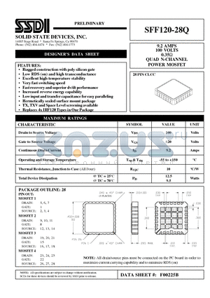SFF120-28Q datasheet - 9.2 AMPS 100 VOLTS 0.35S QUAD N-CHANNEL POWER MOSFET