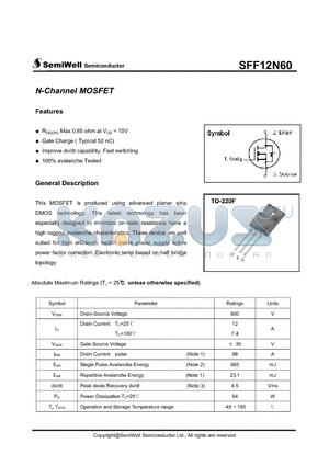 SFF12N60 datasheet - N-Channel MOSFET