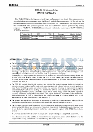 TMP88PS34 datasheet - CMOS 8-Bit Microcontroller