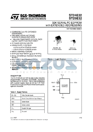 ST24E32M6TR datasheet - 32K SERIAL I2C EEPROM with EXTENDED ADDRESSING