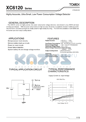 XC6120C102HR datasheet - Highly Accurate, Ultra Small, Low Power Consumption Voltage Detector