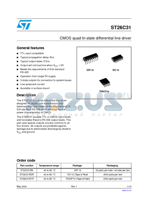 ST26C31_06 datasheet - CMOS quad tri-state differential line driver