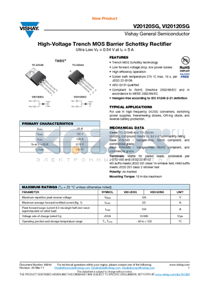 VI20120SG datasheet - High-Voltage Trench MOS Barrier Schottky Rectifier