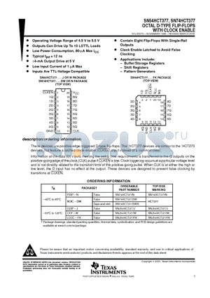 SN74HCT377DWE4 datasheet - OCTAL D-TYPE FLIP-FLOPS WITH CLOCK ENABLE