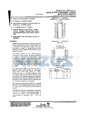 SN74HCT533 datasheet - OCTAL D-TYPE TRANSPARENT LATCHES WITH 3-STATE OUTPUTS