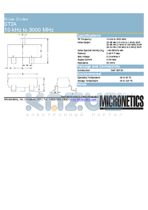 ST2A datasheet - Noise Diodes 10 kHz to 3000 MHz