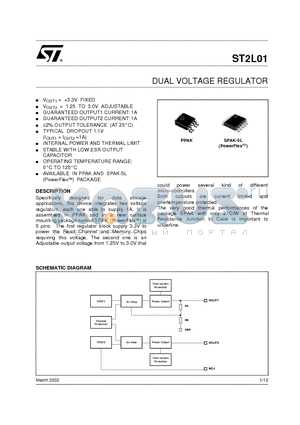 ST2L01PT datasheet - DUAL VOLTAGE REGULATOR