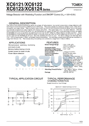 XC6121A320EL datasheet - Voltage Detector with Watchdog Function and ON/OFF Control (VDF=1.6V~5.0V)