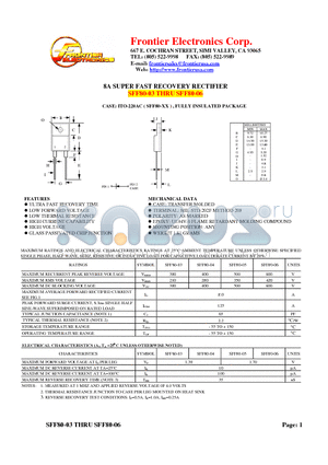 SFF80-03 datasheet - 8A SUPER FAST RECOVERY RECTIFIER