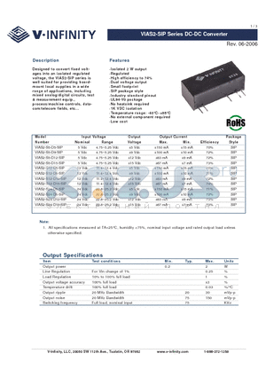 VIAS2-S12-D5-SIP datasheet - DC-DC Converter