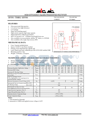 SFF85 datasheet - HIGH EFFICIENCY GLASS PASSIVATED RECTIFIER