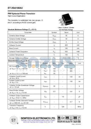 ST2SA1664U datasheet - PNP Epitaxial Planar Transistor