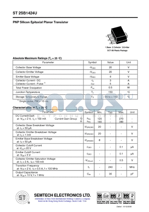 ST2SB1424U datasheet - PNP Silicon Epitaxial Planar Transistor