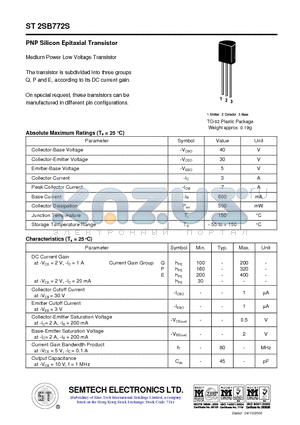 ST2SB772S datasheet - PNP Silicon Epitaxial Transistor