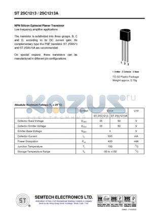 ST2SC1213 datasheet - NPN Silicon Epitaxial Planar Transistor