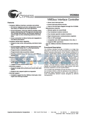 VIC068 datasheet - VMEbus Interface Controller