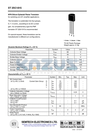 ST2SC1815 datasheet - NPN Silicon Epitaxial Planar Transistor