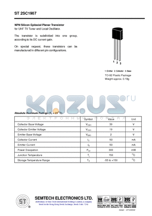 ST2SC1907 datasheet - NPN Silicon Epitaxial Planar Transistor