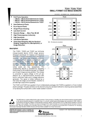 TC221-30 datasheet - SMALL-FORMAT CCD IMAGE SENSORS