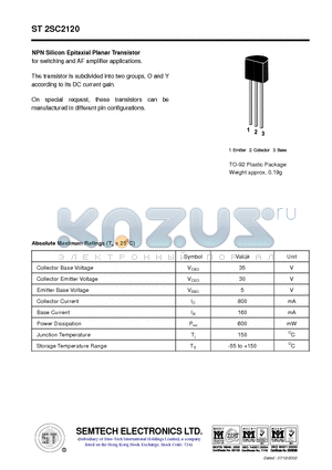 ST2SC2120 datasheet - NPN Silicon Epitaxial Planar Transistor