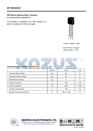 ST2SC2412 datasheet - NPN Silicon Epitaxial Planar Transistor