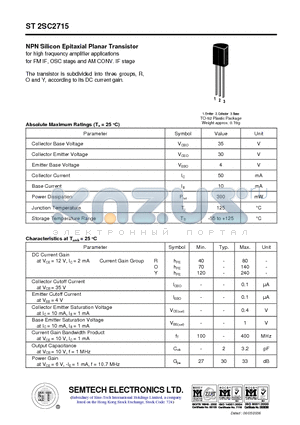 ST2SC2715 datasheet - NPN Silicon Epitaxial Planar Transistor