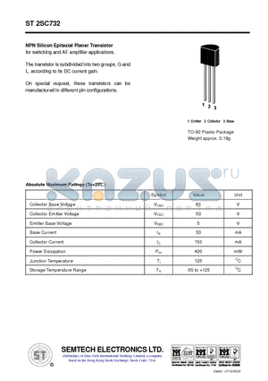 ST2SC732 datasheet - NPN Silicon Epitaxial Planar Transistor