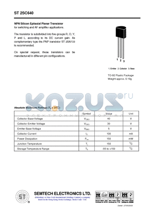 ST2SC640 datasheet - NPN Silicon Epitaxial Planar Transistor