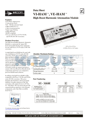 VIHAMDCEL datasheet - High-Boost Harmonic Attenuation Module