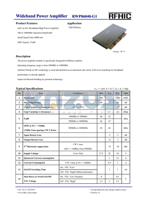 RWP06040-G1 datasheet - Wideband Power Amplifier