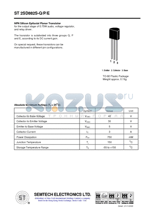 ST2SD882S-E datasheet - NPN Silicon Epitaxial Planar Transistor