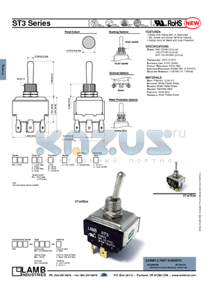 ST3 datasheet - Heavy Duty Rating with UL Approvals, RATING: 24A 125VAC [cULus]