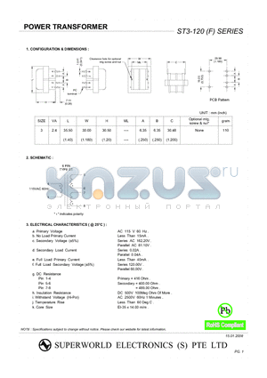 ST3-120 datasheet - POWER TRANSFORMER