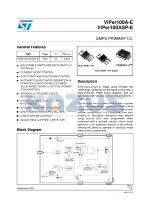 VIPER100A-E datasheet - SMPS PRIMARY I.C.