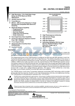 TC237B datasheet - 680-500-PIXEL CCD IMAGE SENSOR