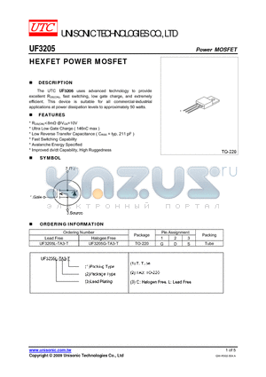 UF3205G-TA3-T datasheet - HEXFET POWER MOSFET