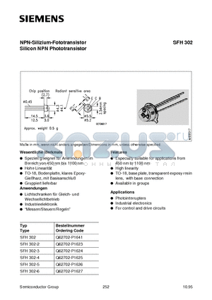 SFH302-3 datasheet - NPN-Silizium-Fototransistor Silicon NPN Phototransistor