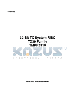 TMPR3916 datasheet - 32-Bit TX System RISC TX39 Family TMPR3916