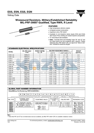 RWR80N1001F datasheet - Wirewound Resistors, Military/Established Reliability MIL-PRF-39007 Qualified, Type RWR, R Level