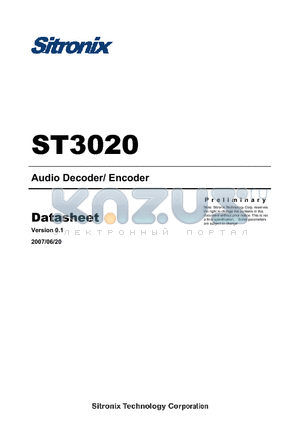 ST3020 datasheet - Audio Decoder/ Encoder