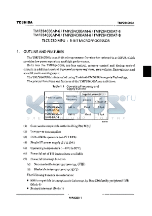 TMPZ84C00AP-6 datasheet - TLCS-Z80 MPU : 8-BIT MICROPROCESSOR