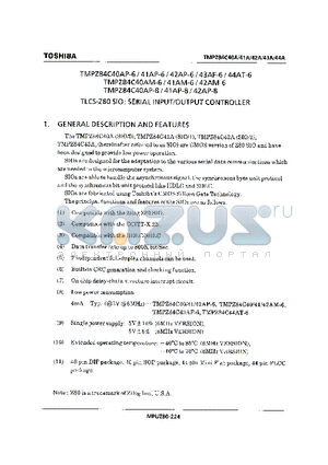 TMPZ84C41AM-6 datasheet - TLCS-Z80 SIO: SERIAL INPUT/OUTPUT CONTROLLER