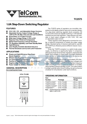 TC2575 datasheet - 1.0A Step-Down Switching Regulator