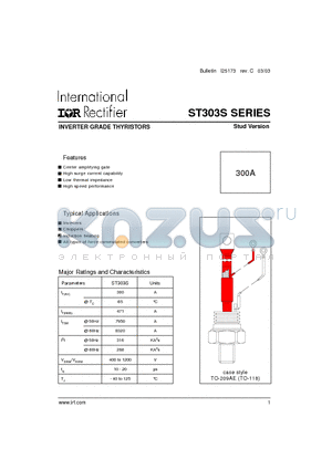 ST303S04PFK1 datasheet - INVERTER GRADE THYRISTORS Stud Version