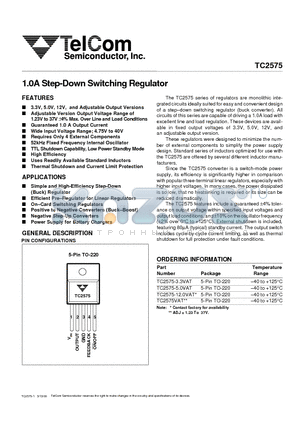 TC2575-3.3VAT datasheet - 1.0A Step-Down Switching Regulator