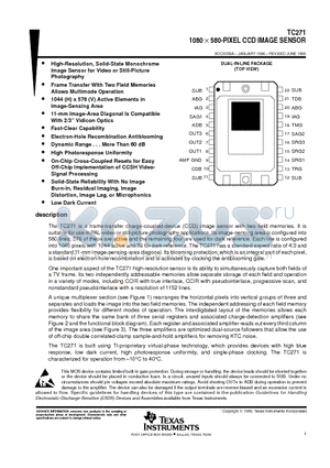 TC271 datasheet - 1080  580-PIXEL CCD IMAGE SENSOR