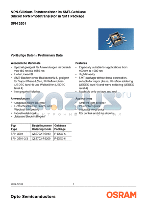 SFH3201-2/3 datasheet - NPN-Silizium-Fototransistor im SMT-Gehase