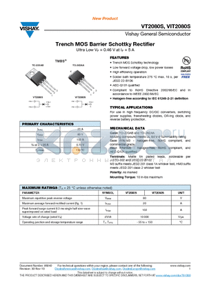 VIT2080S-M3-4W datasheet - Trench MOS Barrier Schottky Rectifier