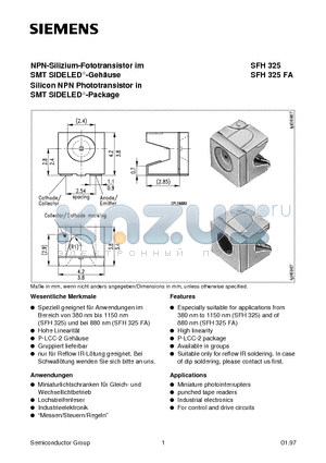 SFH325 datasheet - NPN-Silizium-Fototransistor im SMT SIDELEDa-Gehause Silicon NPN Phototransistor in SMT SIDELEDa-Package